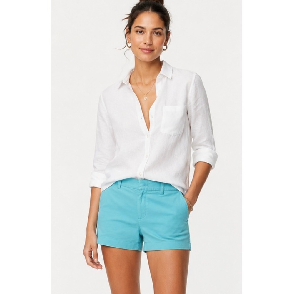 New With Tags J.Crew Chino Shorts Women's 00 Turquoise Blue 4 Inch Inseam